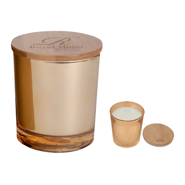 Bamboo soy candle with a vanilla scent for adding ambiance to... from ASI 61125 Hit Promotional Products / Hit®