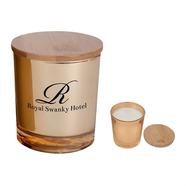 Bamboo soy candle with a vanilla scent for adding ambiance to... from ASI 61125 Hit Promotional Products / Hit®