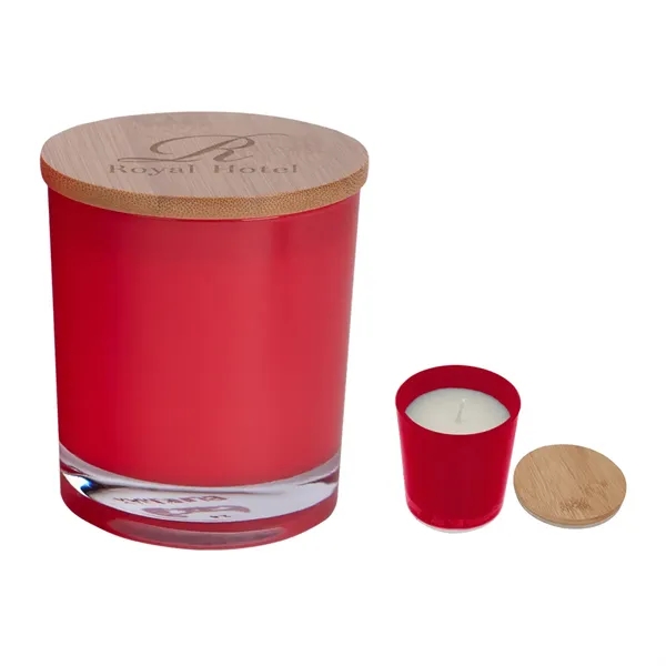 Bamboo soy candle with a vanilla scent for adding ambiance to... from ASI 61125 Hit Promotional Products / Hit®
