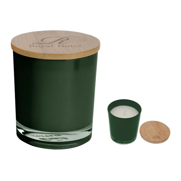 Bamboo soy candle with a vanilla scent for adding ambiance to... from ASI 61125 Hit Promotional Products / Hit®