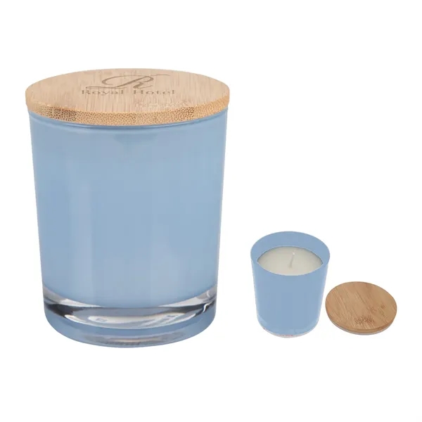 Bamboo soy candle with a vanilla scent for adding ambiance to... from ASI 61125 Hit Promotional Products / Hit®