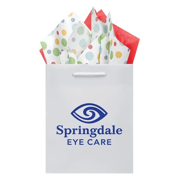 Shopping tote made from 128GSM C2S paper with matching fabric handles,... from ASI 75731 PWS / Pacific Western Sales/PWS