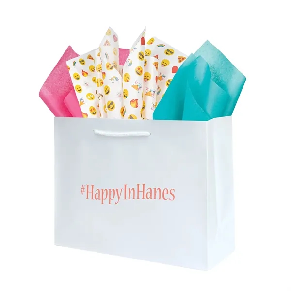 Shopping totes made from 128 GSM matte laminated paper with matching... from ASI 75731 PWS / Pacific Western Sales/PWS