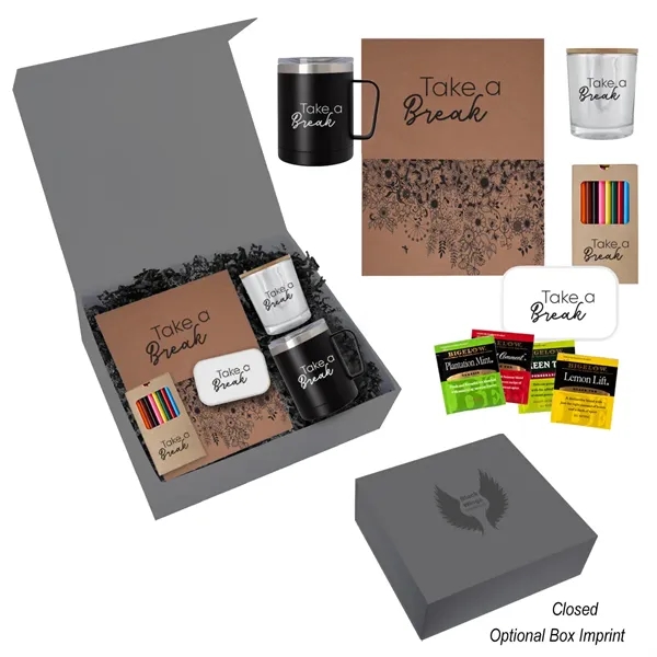 Self Care tea gift set with a candle, coloring book with... from ASI 61125 Hit Promotional Products / Hit®