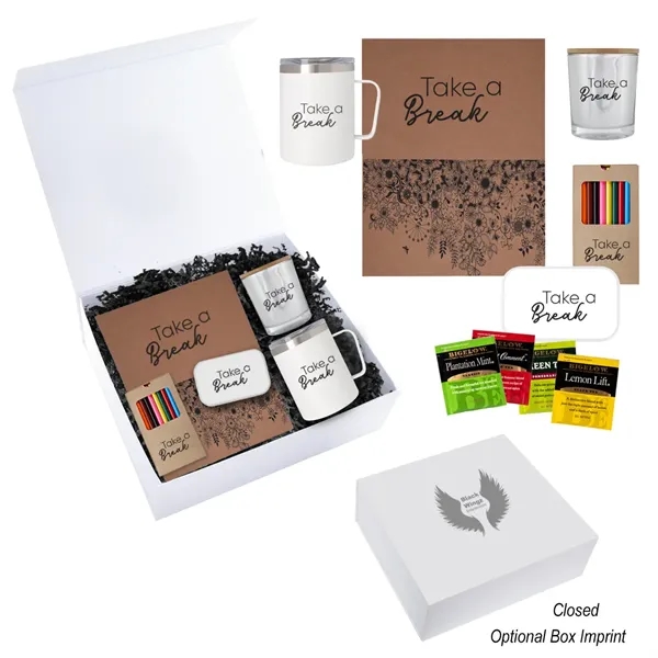 Self Care tea gift set with a candle, coloring book with... from ASI 61125 Hit Promotional Products / Hit®