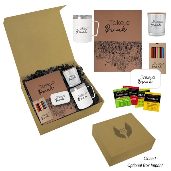 Self Care tea gift set with a candle, coloring book with... from ASI 61125 Hit Promotional Products / Hit®