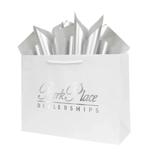 Shopping totes made from 128 GSM matte laminated paper with matching... from ASI 75731 PWS / Pacific Western Sales/PWS
