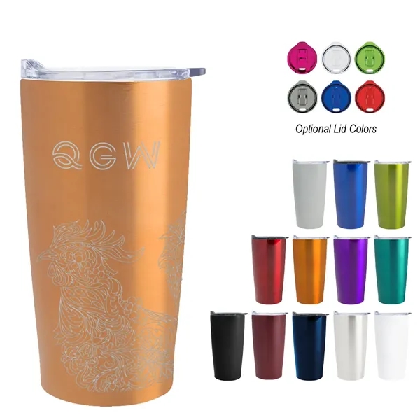 20 ounce stainless steel tumbler with double-wall construction, snap-on and spill-resistant... from ASI 61125 Hit Promotional Products / Hit®