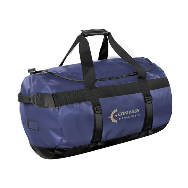Gear bag with adjustable padded shoulder straps, zippered flap opening, multiple... from ASI 61125 Hit Promotional Products / Hit®