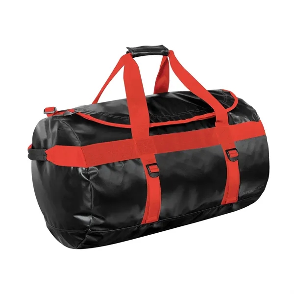Gear bag with adjustable padded shoulder straps, zippered flap opening, multiple... from ASI 61125 Hit Promotional Products / Hit®