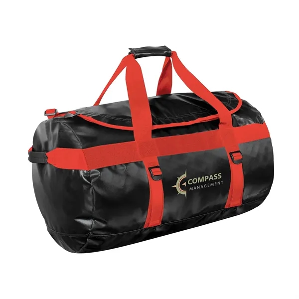 Gear bag with adjustable padded shoulder straps, zippered flap opening, multiple... from ASI 61125 Hit Promotional Products / Hit®