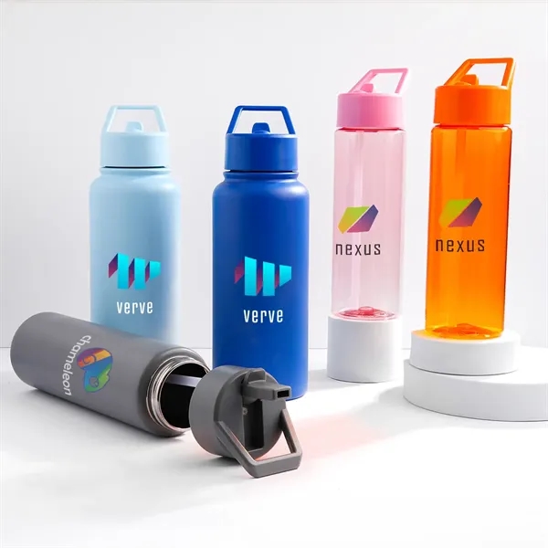 24 oz. recycled stainless steel bottle with lid and silicone straw.... from ASI 61125 Hit Promotional Products / Hit®