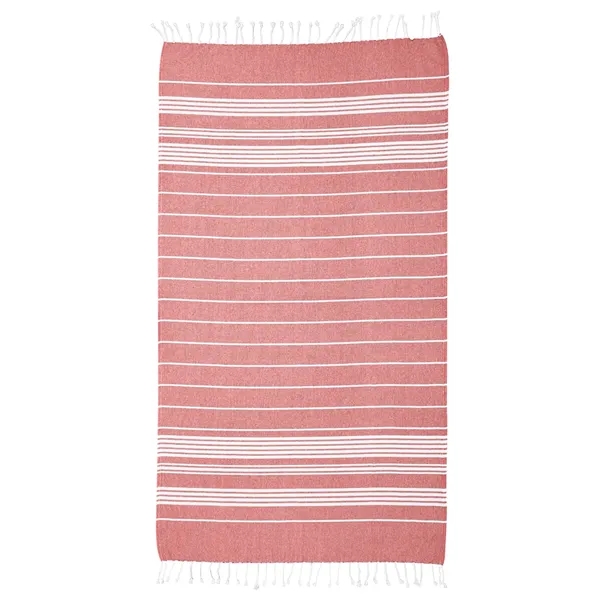 40" x 73" recycled cotton beach blanket with striped pattern and... from ASI 61125 Hit Promotional Products / Hit®