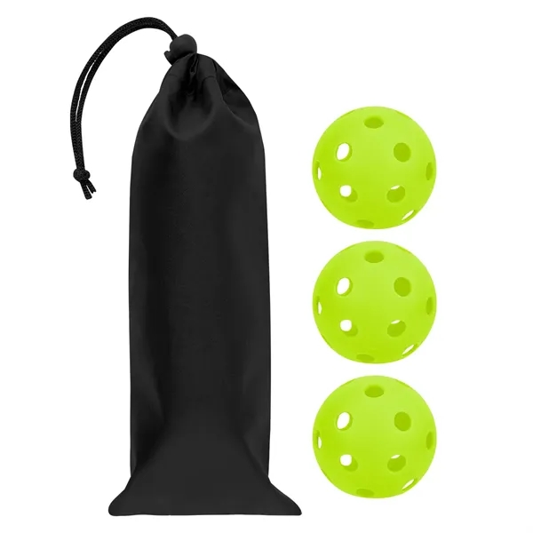 Indoor pickleball set with three 26-hole balls and a polyester drawstring... from ASI 61125 Hit Promotional Products / Hit®