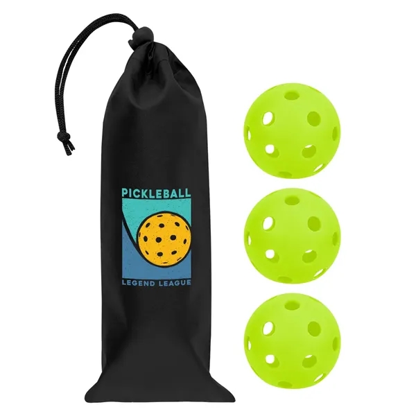 Indoor pickleball set with three 26-hole balls and a polyester drawstring... from ASI 61125 Hit Promotional Products / Hit®