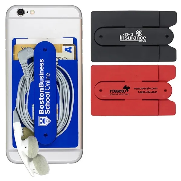3 5/8" x 2 1/8" adhesive silicone cellphone wallet, cord wrap... from ASI 62660 Innovation Line