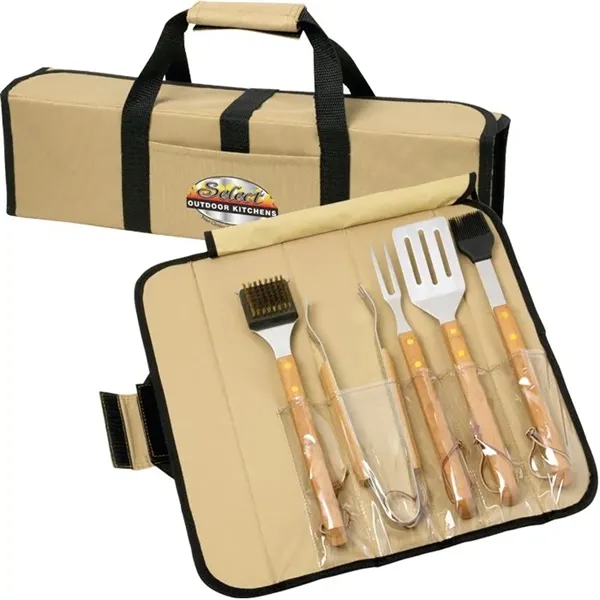 5 Piece BBQ Set (Bamboo) in Roll-Up Case... from ASI 89320 Starline USA Inc