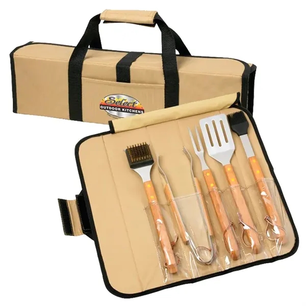 5 Piece BBQ Set (Bamboo) in Roll-Up Case... from ASI 89320 Starline USA Inc