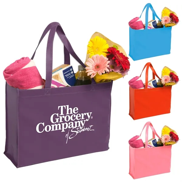 Reusable non-woven polypropylene market tote bag with 1 color silkscreen imprint... from ASI 37218 Athena Promo (tm)