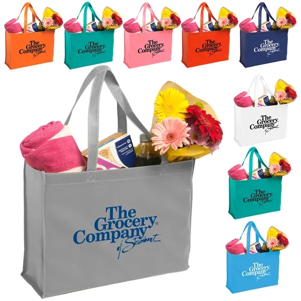 Reusable non-woven polypropylene market tote bag with 1 color silkscreen imprint... from ASI 37218 Athena Promo (tm)