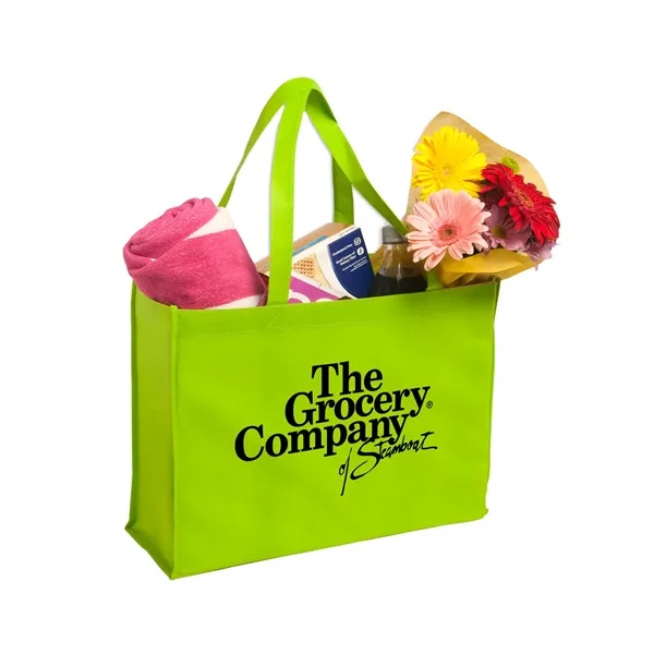 Reusable non-woven polypropylene market tote bag with 1 color silkscreen imprint... from ASI 37218 Athena Promo (tm)