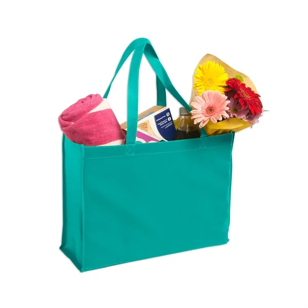Reusable non-woven polypropylene market tote bag with 1 color silkscreen imprint... from ASI 37218 Athena Promo (tm)