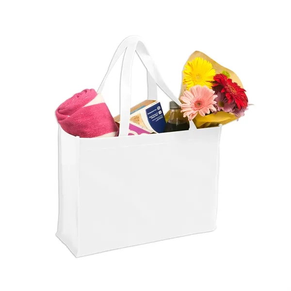 Reusable non-woven polypropylene market tote bag with 1 color silkscreen imprint... from ASI 37218 Athena Promo (tm)