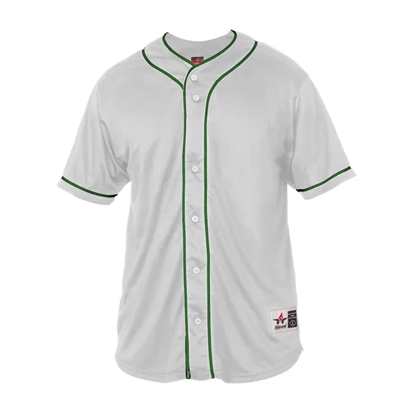 The Diamond Full Button Baseball Shirt is made from 100% DURA-Light... from ASI 37461 Augusta Sportswear