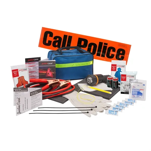 Ultimate highway emergency kit. 52 pc. Automotive kit, includes booster cables,... from ASI 63698 Justin Case®