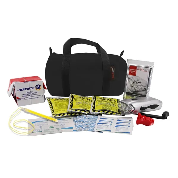 Standard survival/earthquake kit with a medium polyester barrel bag, 23 piece... from ASI 63698 Justin Case®