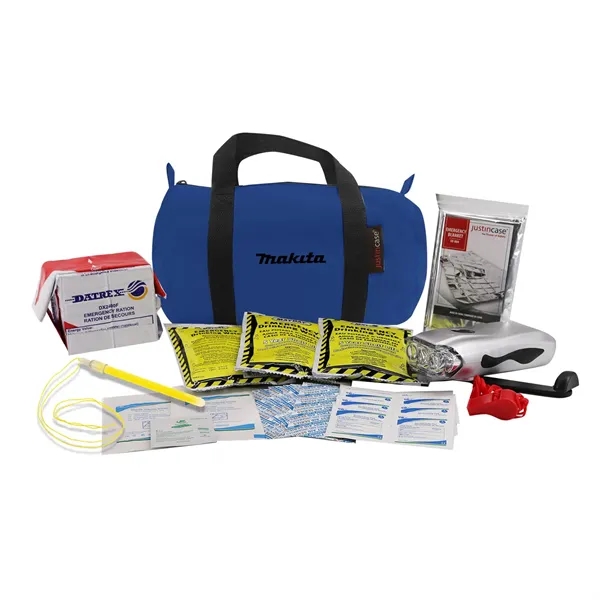 Standard survival/earthquake kit with a medium polyester barrel bag, 23 piece... from ASI 63698 Justin Case®