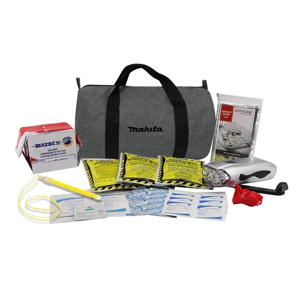 Standard survival/earthquake kit with a medium polyester barrel bag, 23 piece... from ASI 63698 Justin Case®