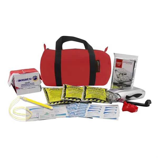Standard survival/earthquake kit with a medium polyester barrel bag, 23 piece... from ASI 63698 Justin Case®