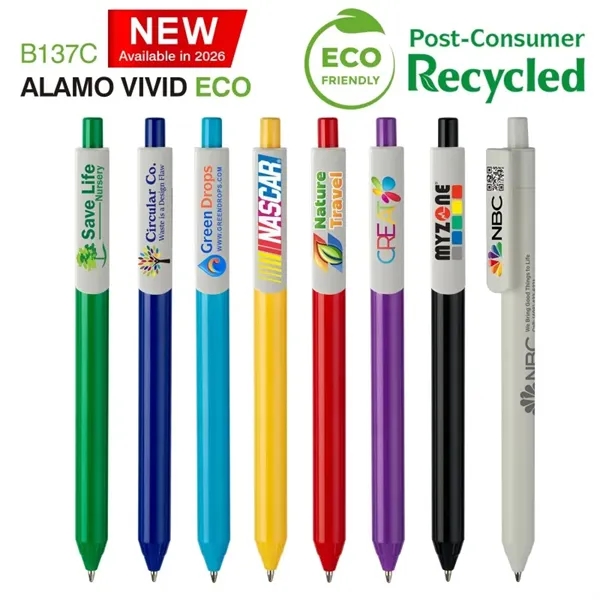Eco-friendly ballpoint retractable pen in bright, vivid colors comprised of ABS... from ASI 82498 RiteLine LLC