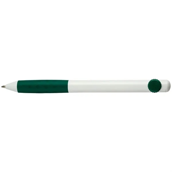 Smooth writing ballpoint pen with color grip and matching color "disk-shaped"... from ASI 82498 RiteLine LLC