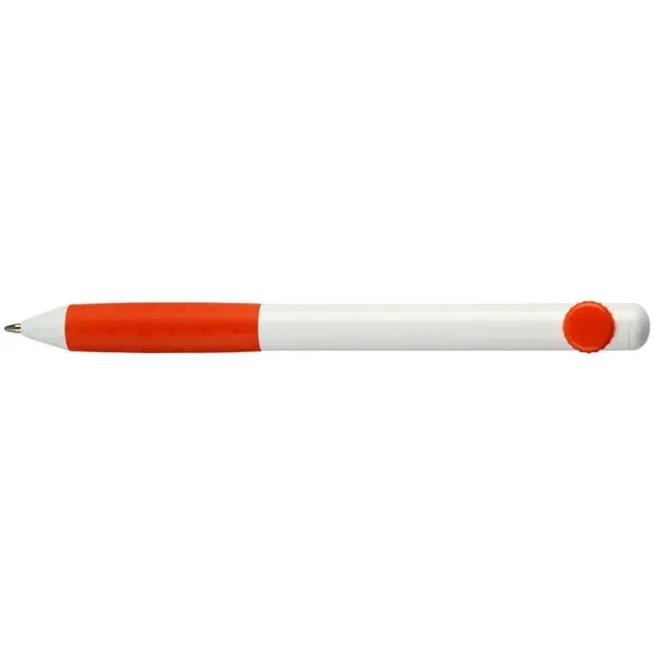 Smooth writing ballpoint pen with color grip and matching color "disk-shaped"... from ASI 82498 RiteLine LLC