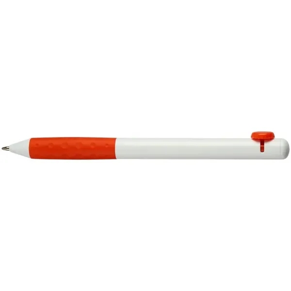 Smooth writing ballpoint pen with color grip and matching color "disk-shaped"... from ASI 82498 RiteLine LLC