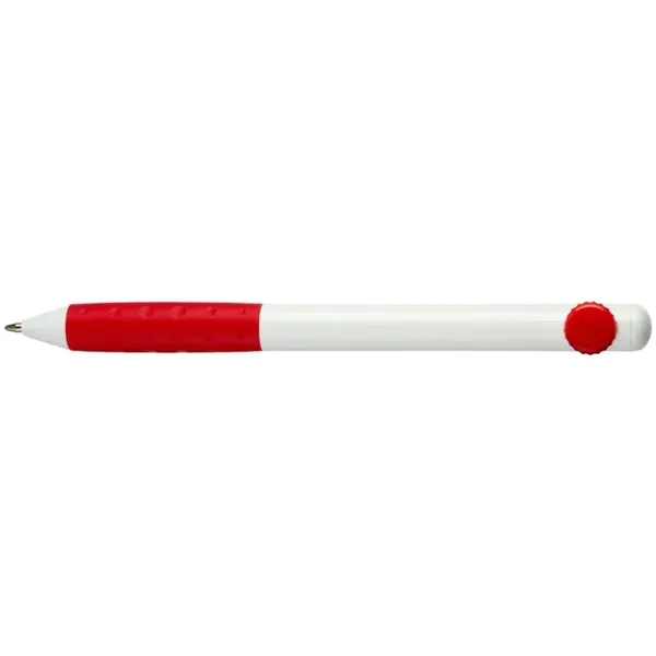 Smooth writing ballpoint pen with color grip and matching color "disk-shaped"... from ASI 82498 RiteLine LLC