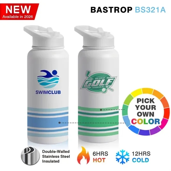 32 oz. handle bottle with double-wall stainless steel interior, spill-proof lid... from ASI 82498 RiteLine LLC