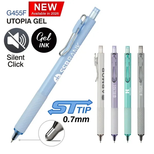 Retractable gel pen in fashion trend colors and matching grip cushion... from ASI 82498 RiteLine LLC
