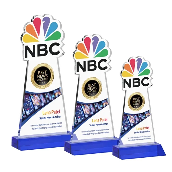 Custom VividPrint™ Award on Mitered Base - Blue (via Ocean)... from ASI 84592 St Regis Group / St Regis