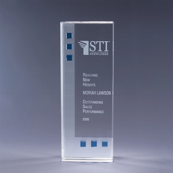 Dimensions in Blue award made of optic crystal with a modern... from ASI 62985 J. Charles