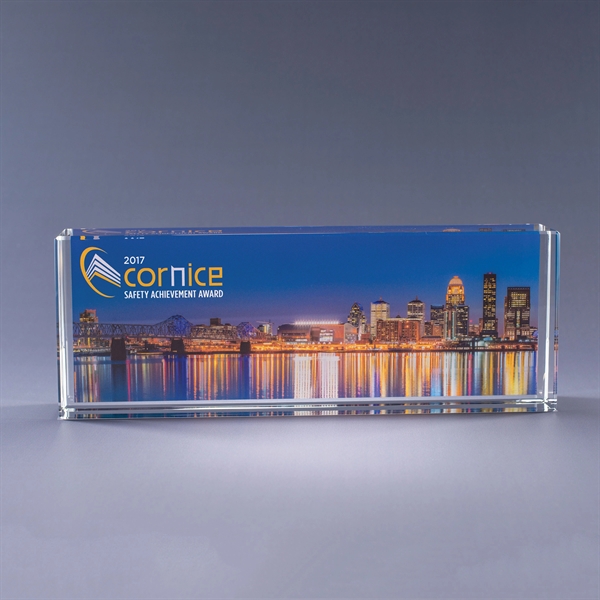 Dimensions in Blue award made of optic crystal with a modern... from ASI 62985 J. Charles