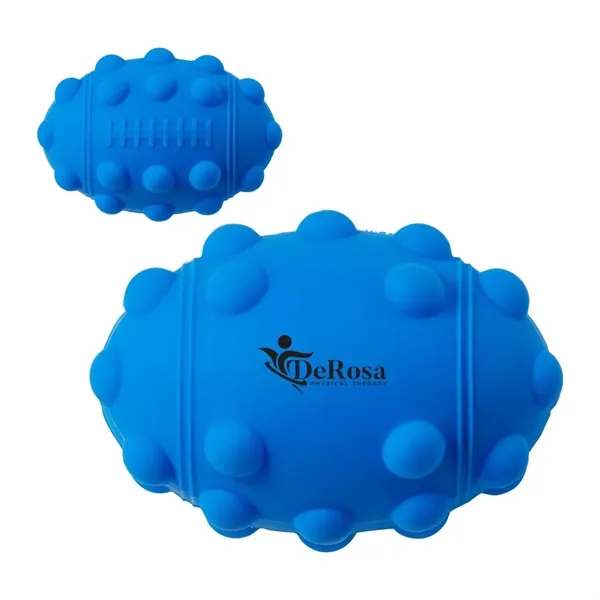 Football shaped silicone fidget ball with dimpled push-pop surface.... from ASI 63549 Jornik Manufacturing Corp