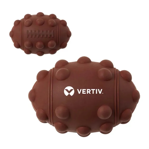Football shaped silicone fidget ball with dimpled push-pop surface.... from ASI 63549 Jornik Manufacturing Corp