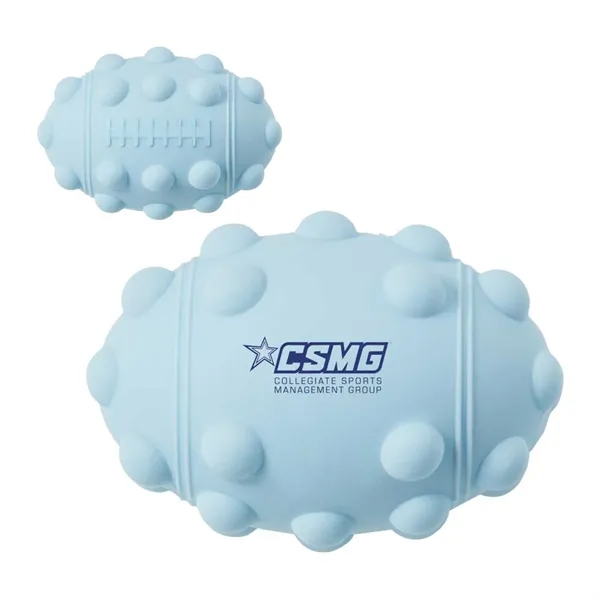 Football shaped silicone fidget ball with dimpled push-pop surface.... from ASI 63549 Jornik Manufacturing Corp