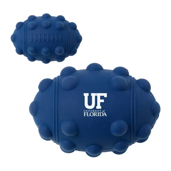 Football shaped silicone fidget ball with dimpled push-pop surface.... from ASI 63549 Jornik Manufacturing Corp