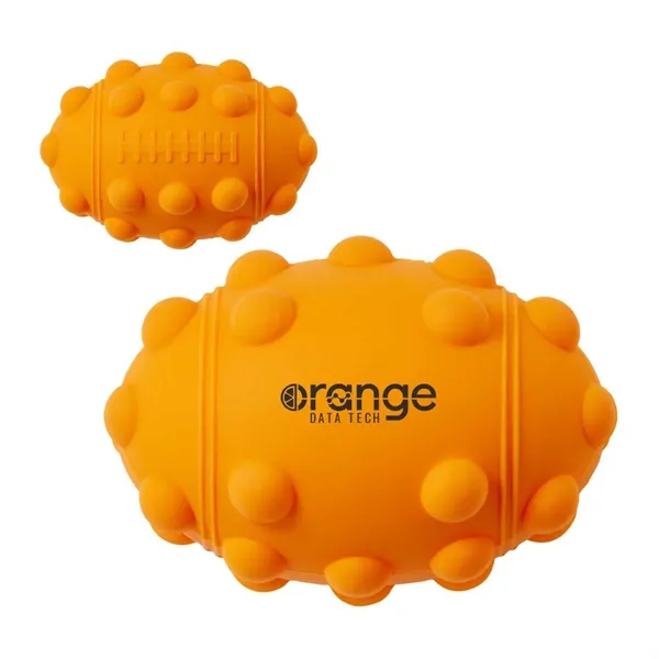 Football shaped silicone fidget ball with dimpled push-pop surface.... from ASI 63549 Jornik Manufacturing Corp