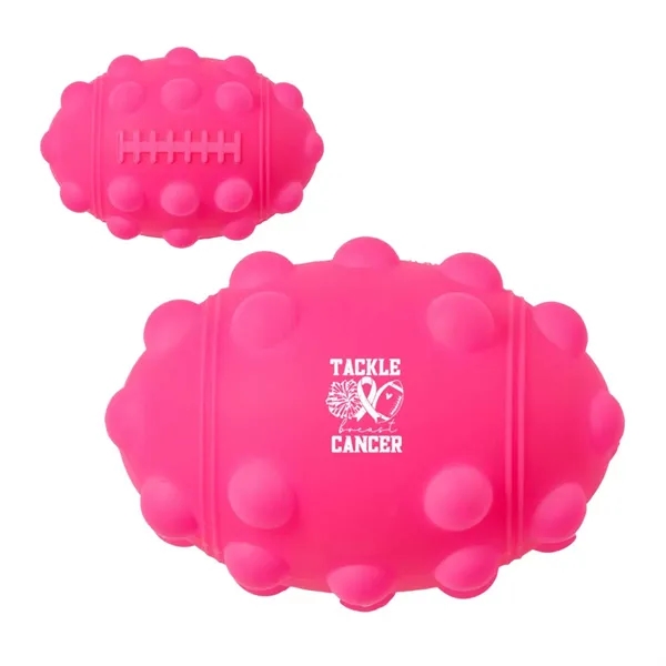 Football shaped silicone fidget ball with dimpled push-pop surface.... from ASI 63549 Jornik Manufacturing Corp