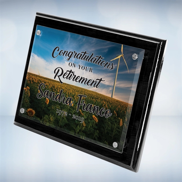 Color photo imprinted wall plaque made of blackwood with a piano... from ASI 47791 Best Deal Awards